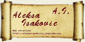 Aleksa Isaković vizit kartica
